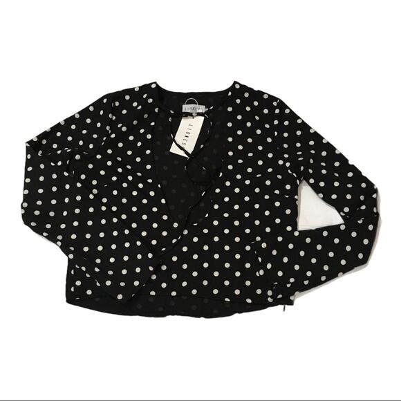 NWT REVOLVE X LIONESS Take the Plunge Polka Dot Top - Black - Medium - Picture 2 of 15